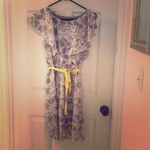 Grey and white floral print dress